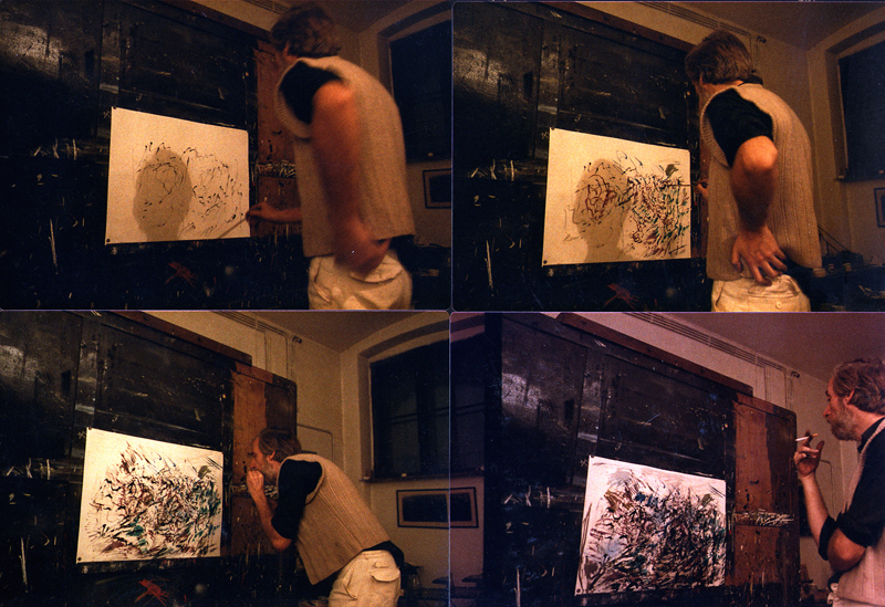 Sequence of Hans Praetterhoffer presenting works in an exhibition