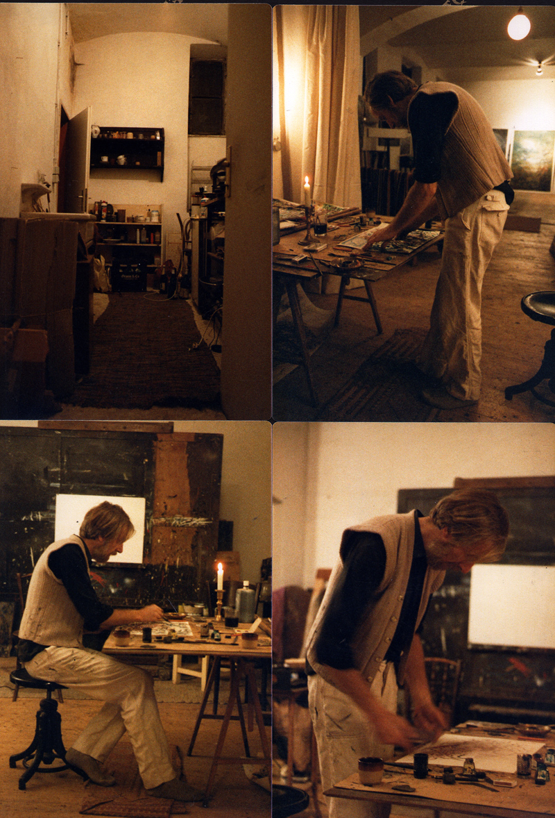 Sequence of Hans Praetterhoffer working in his studio