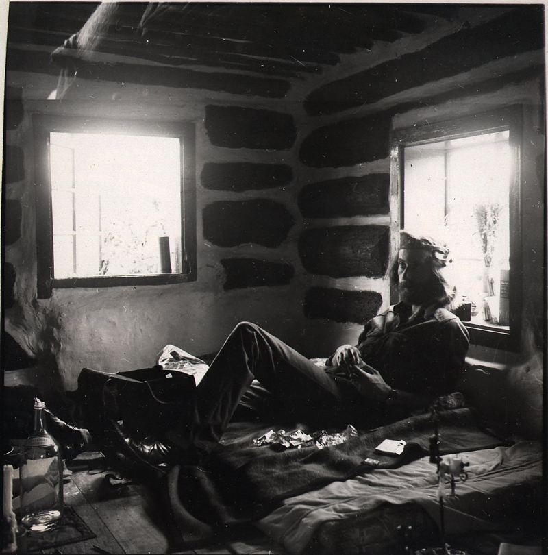 Hans Praetterhoffer resting beside a window in a rustic studio