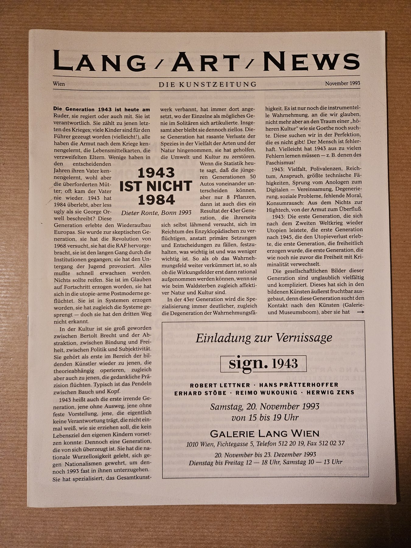 Lang/Art/News: sign. 1943 — selected archive scan