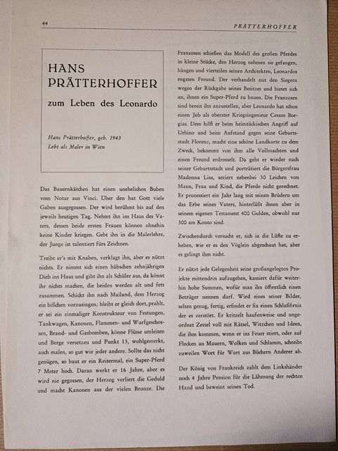 Zum Leben des Leonardo — archive cover